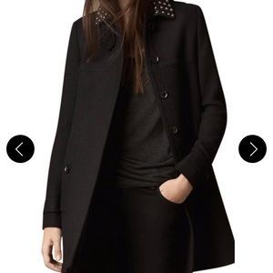 Burberry Studded Collar Wool Trench